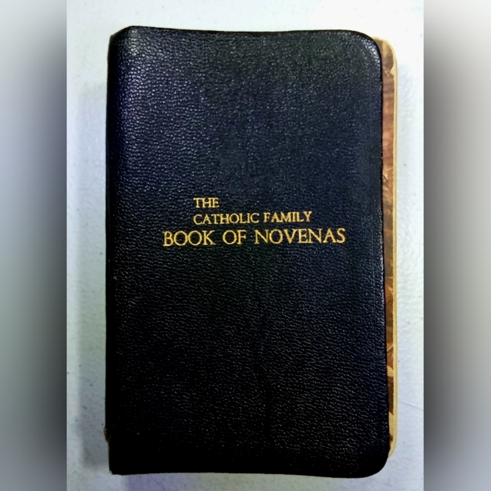 1956 The Catholic Family Book of Novenas Vintage Collectible Gold Black Bible